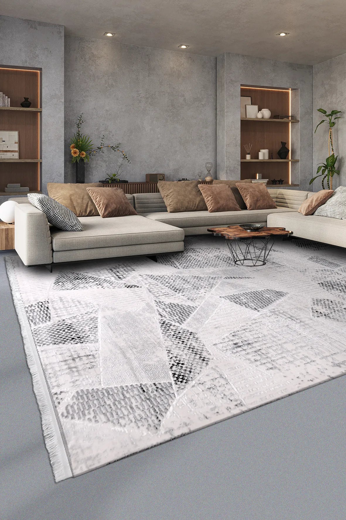 Beyaz gri EYNA salon halısı