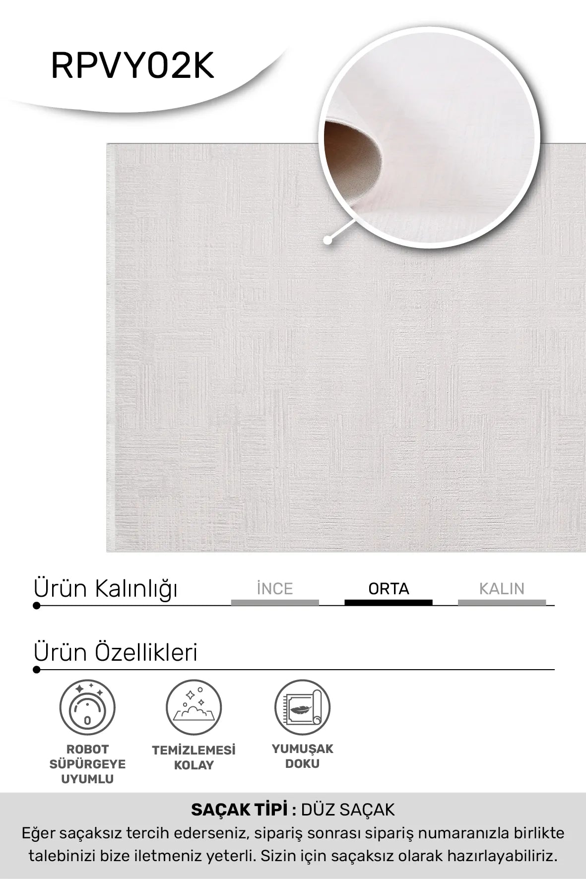 Krem VİANORA salon halısı - hav yüksekliği detayı