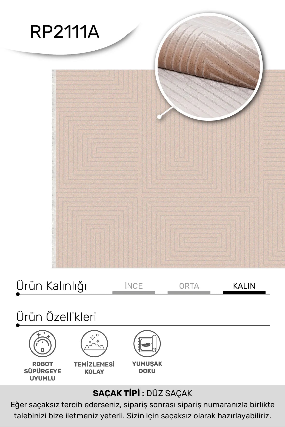 Vizon MACCA salon halısı - hav yüksekliği detayı