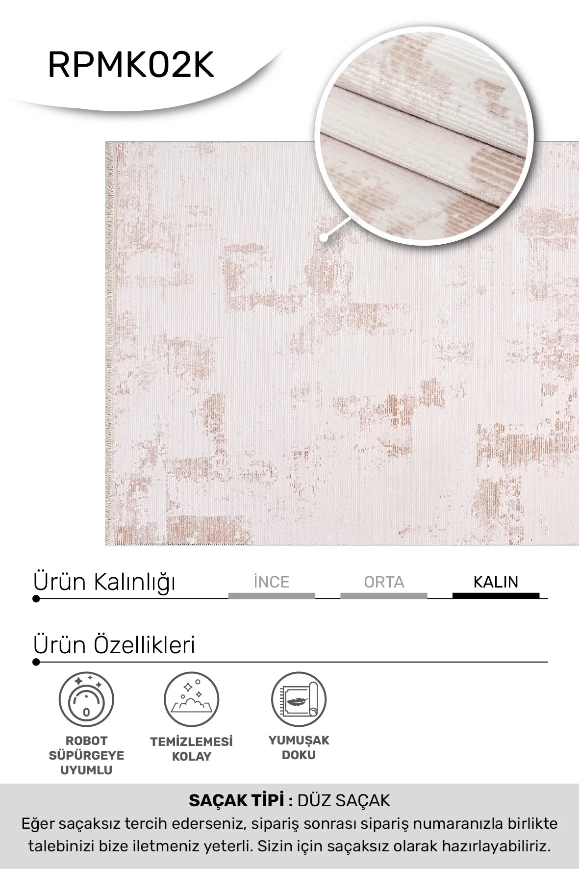 Kahve krem MERSO salon halısı - hav yüksekliği detayı
