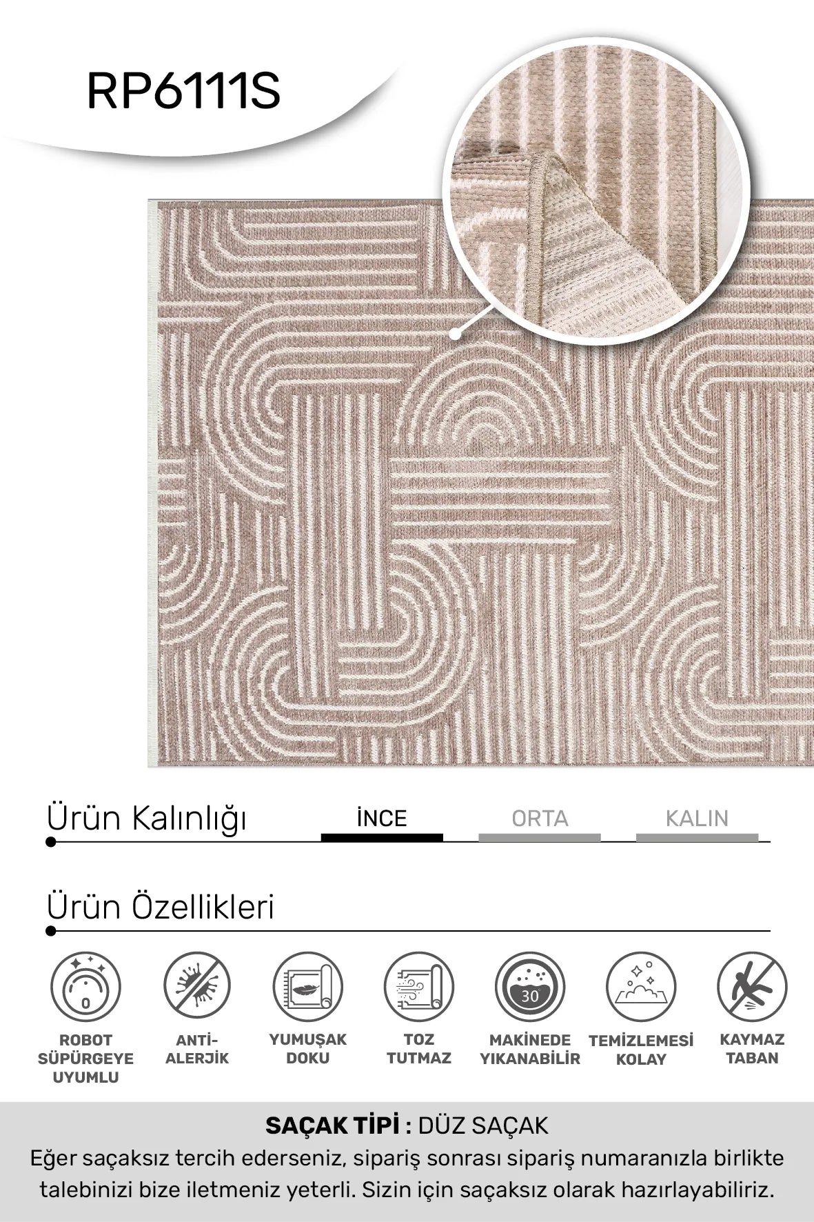 Vizon beyaz RİNA oturma odası halısı - renk detayı