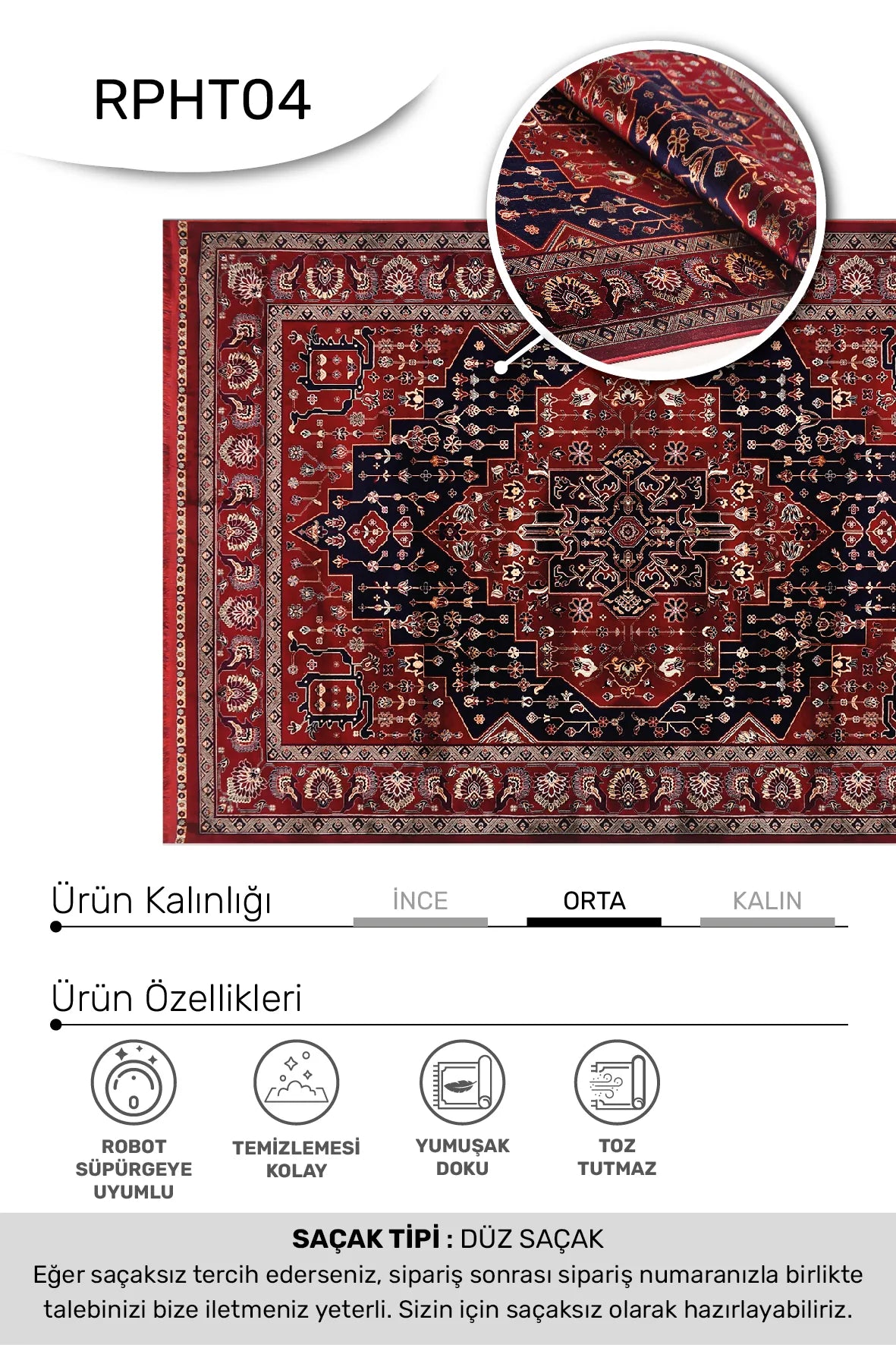 TALYA- - Sabit Ölçü- Oturma Odası,Salon - Robot Süpürgeye Uyumlu-Kolay Temizlenebilir
