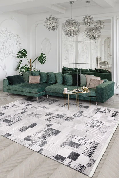 Krem antrasit KİSRA salon halısı