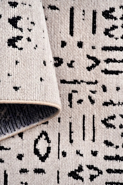 Bej siyah LUXİA oturma odası halısı - desen detayı