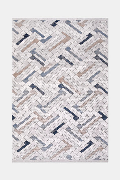 Krem mavi kahve MACCA salon halısı - farklı açıdan görünüm
