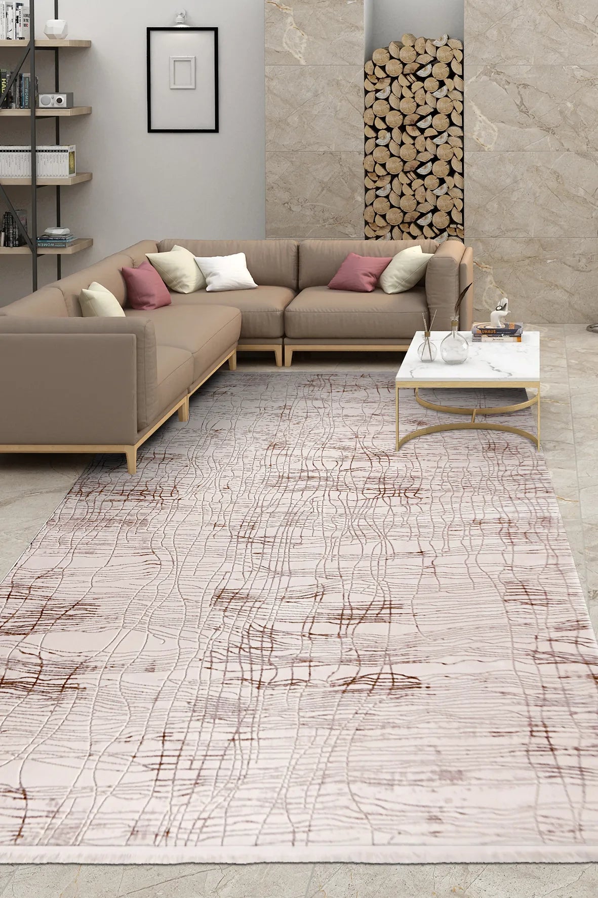 Krem kahve OCTA salon halısı