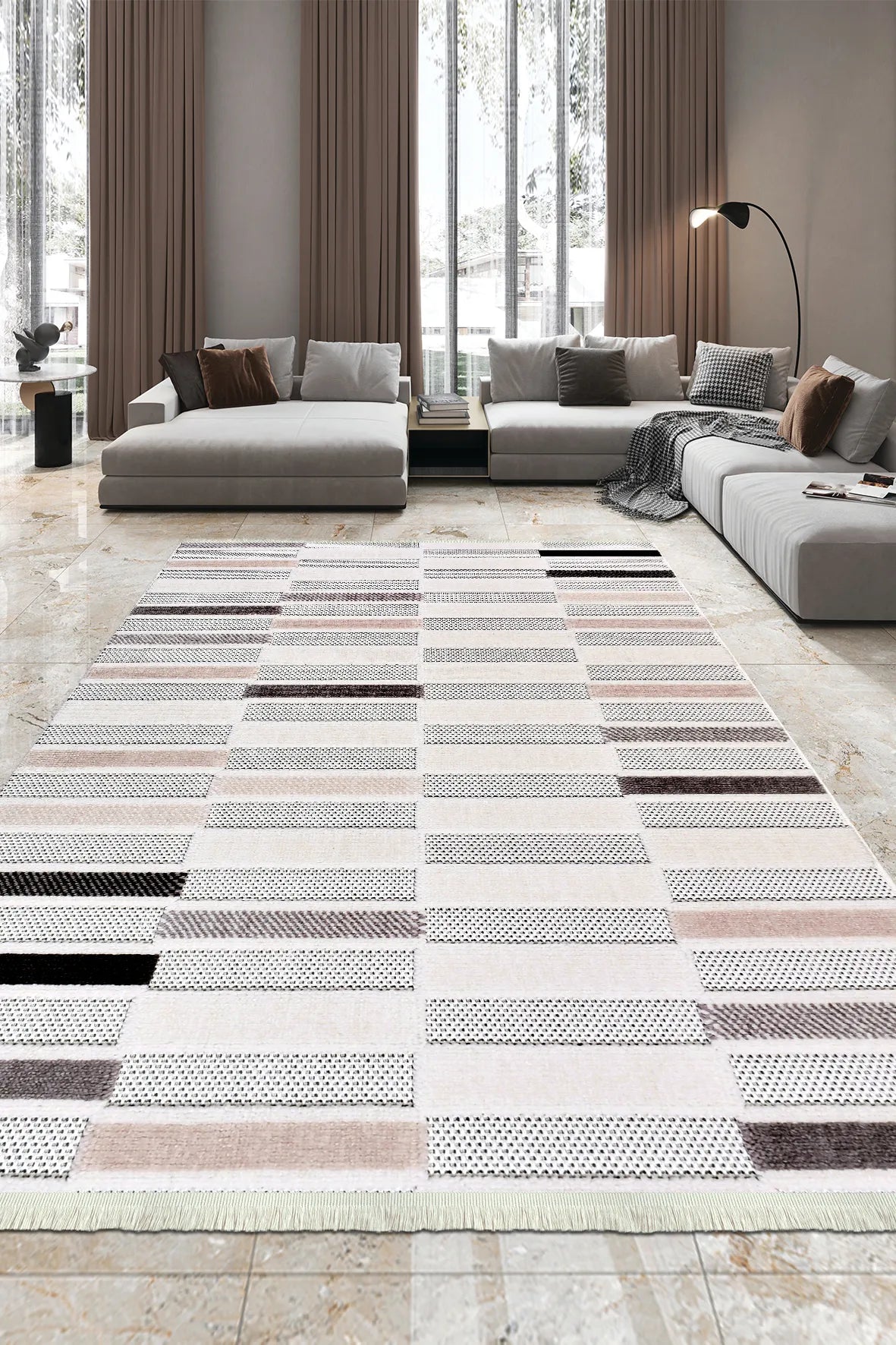 Krem gri kahve RİKO salon halısı