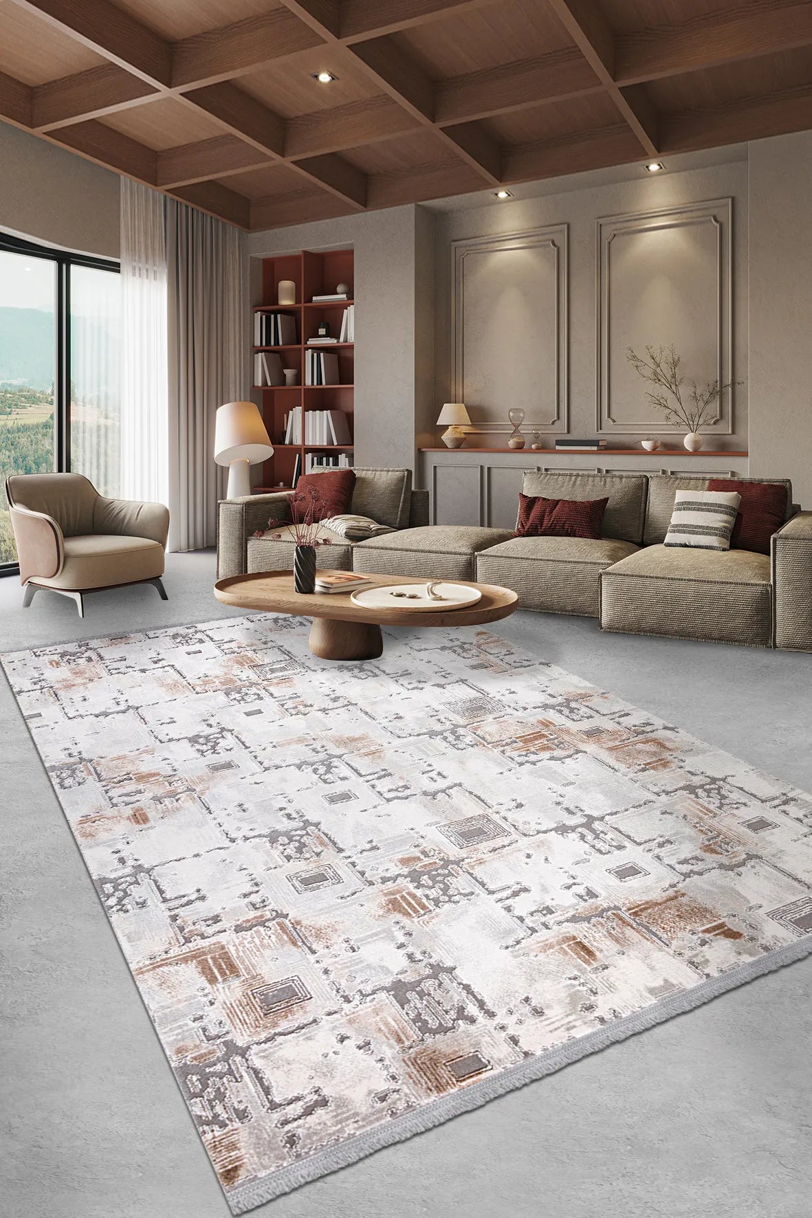 Krem kahve VALORİA salon halısı