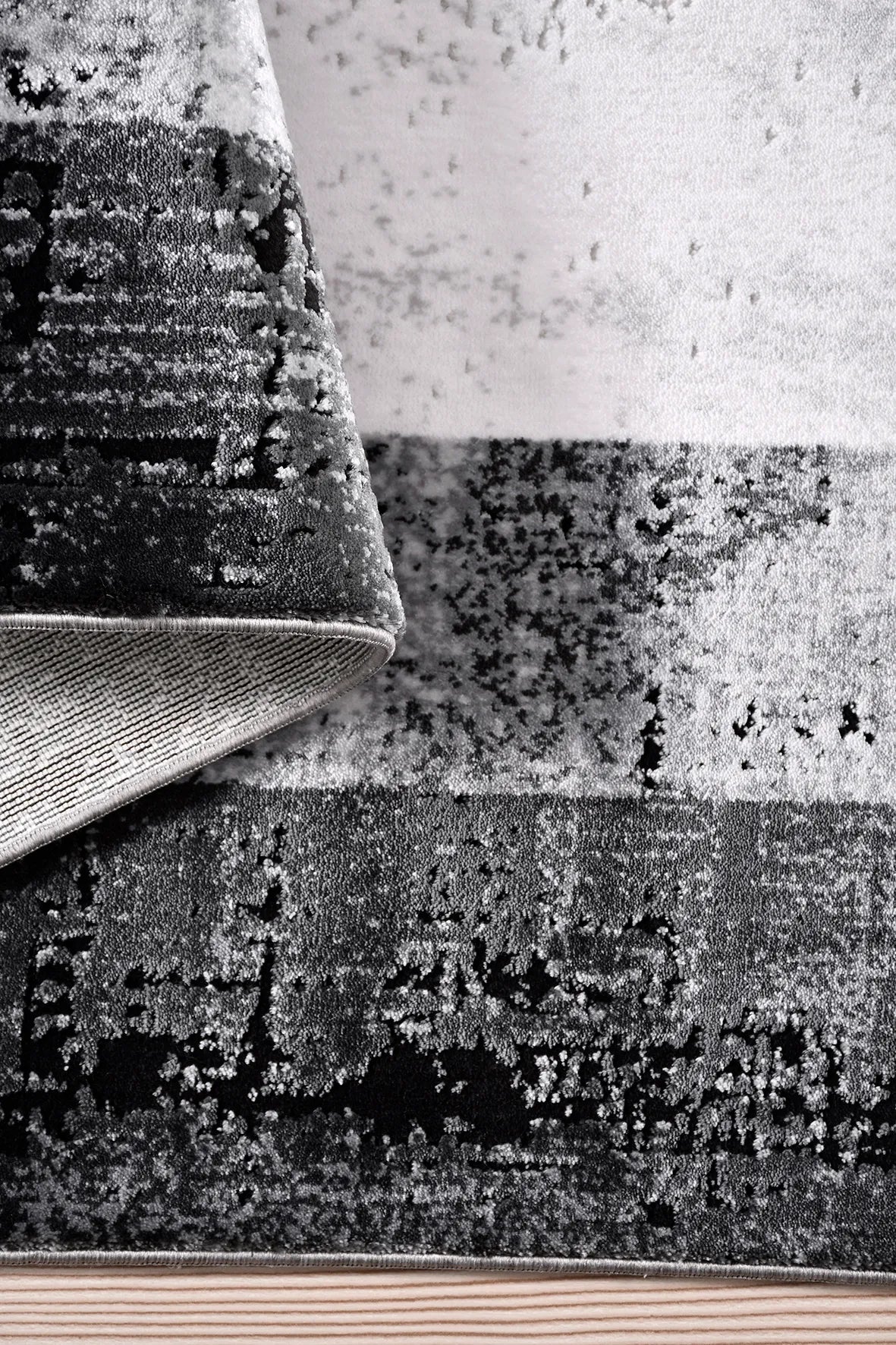 Beyaz gri siyah ROXSTONE salon halısı - desen detayı