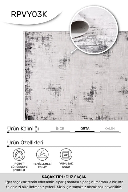 Bej antrasit VİANORA salon halısı - hav yüksekliği detayı