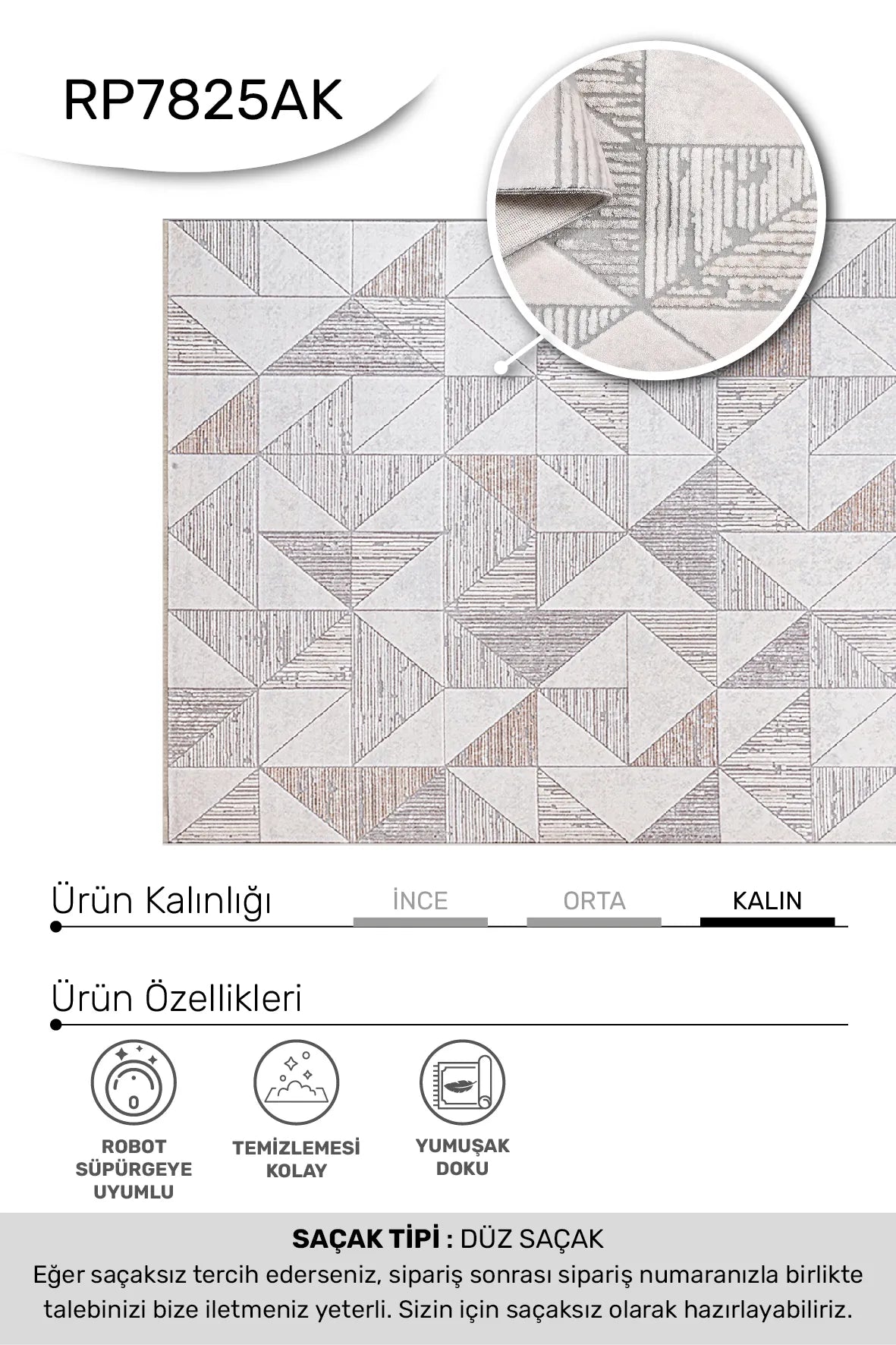 Krem vizon VALORİA salon halısı - hav yüksekliği detayı