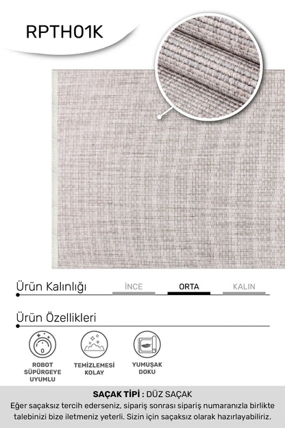 Vizon bej TUNA oturma odası halısı - hav yüksekliği detayı