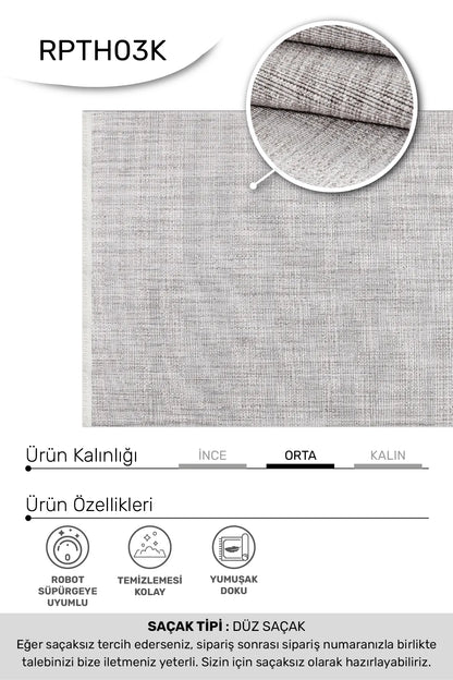 Bej TUNA oturma odası halısı - hav yüksekliği detayı