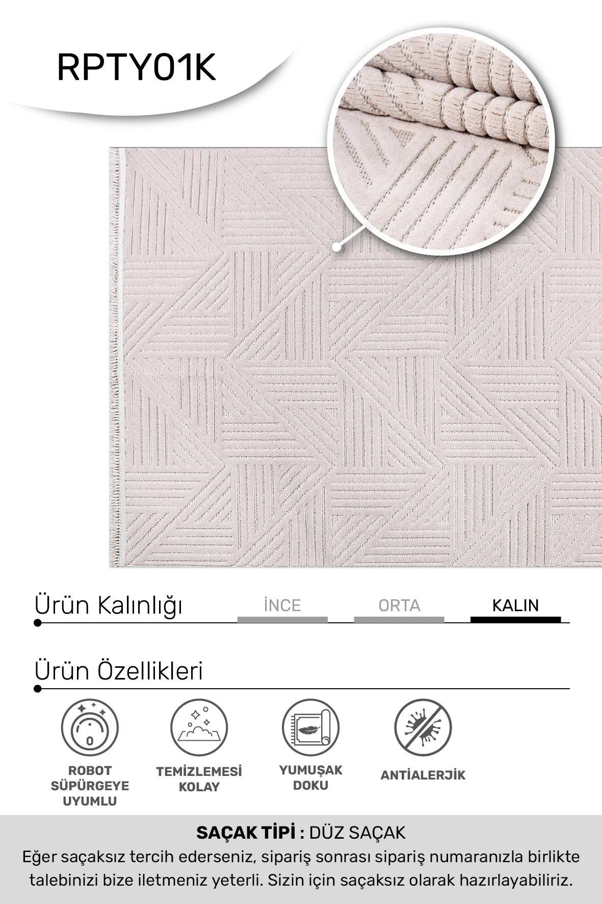 Vizon TİGANA salon halısı - hav yüksekliği detayı