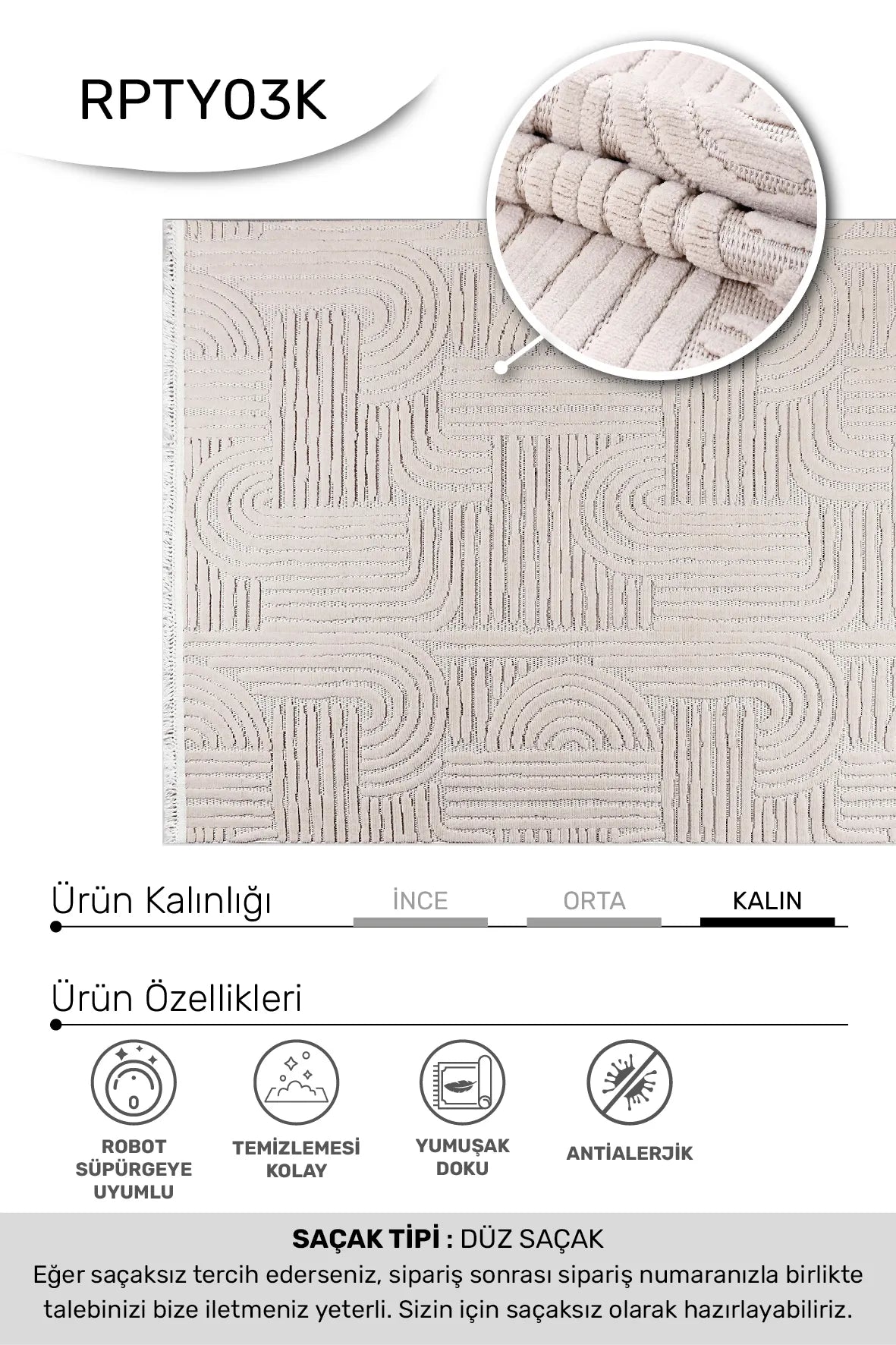 Vizon TİGANA salon halısı - hav yüksekliği detayı