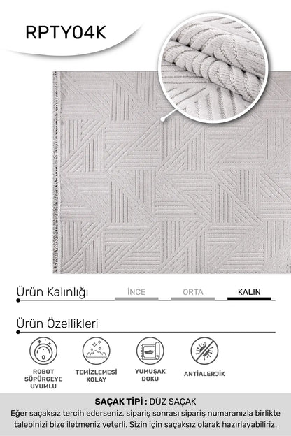 Gri TİGANA salon halısı - hav yüksekliği detayı