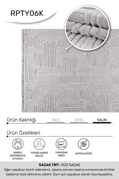 Gri TİGANA salon halısı - hav yüksekliği detayı