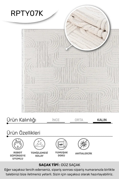 Krem TİGANA salon halısı - hav yüksekliği detayı