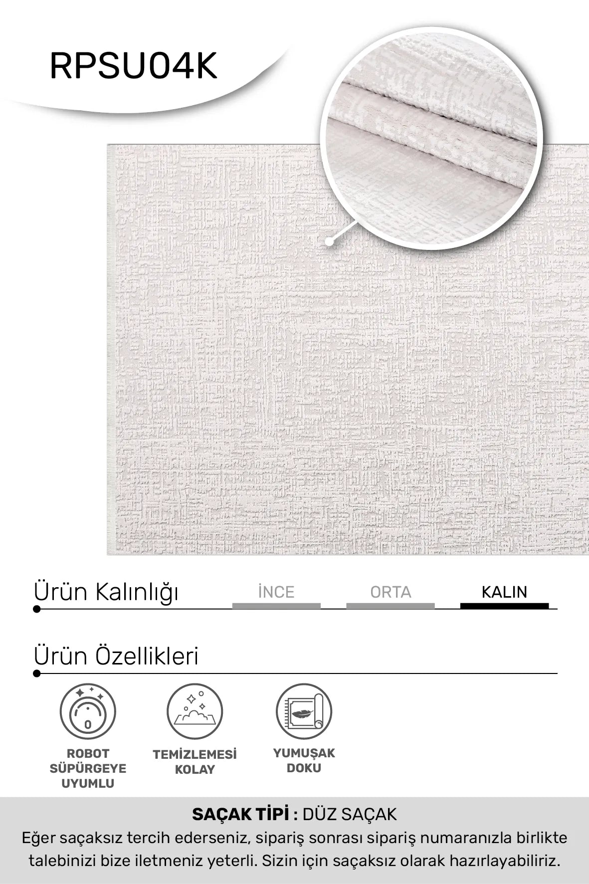 Krem bej SERRA oturma odası halısı - hav yüksekliği detayı
