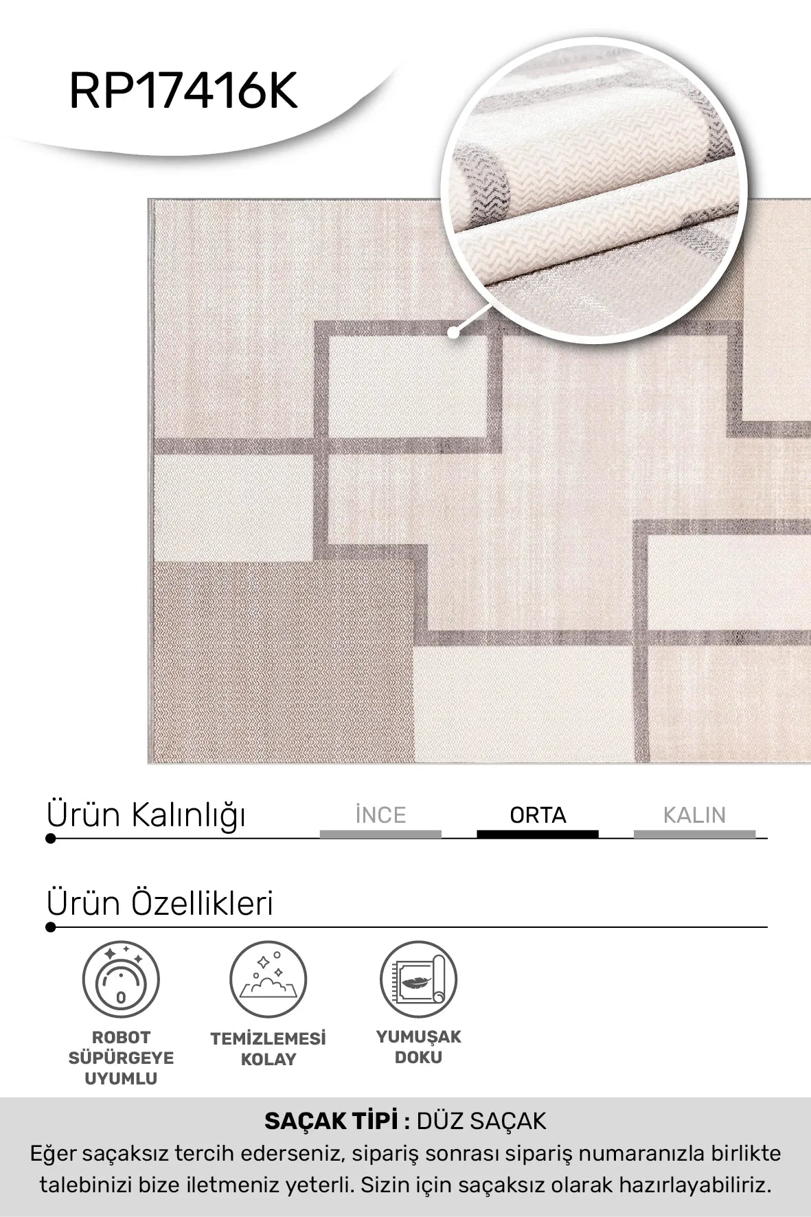 Vizon kahve SAPPHİRE salon halısı - hav yüksekliği detayı