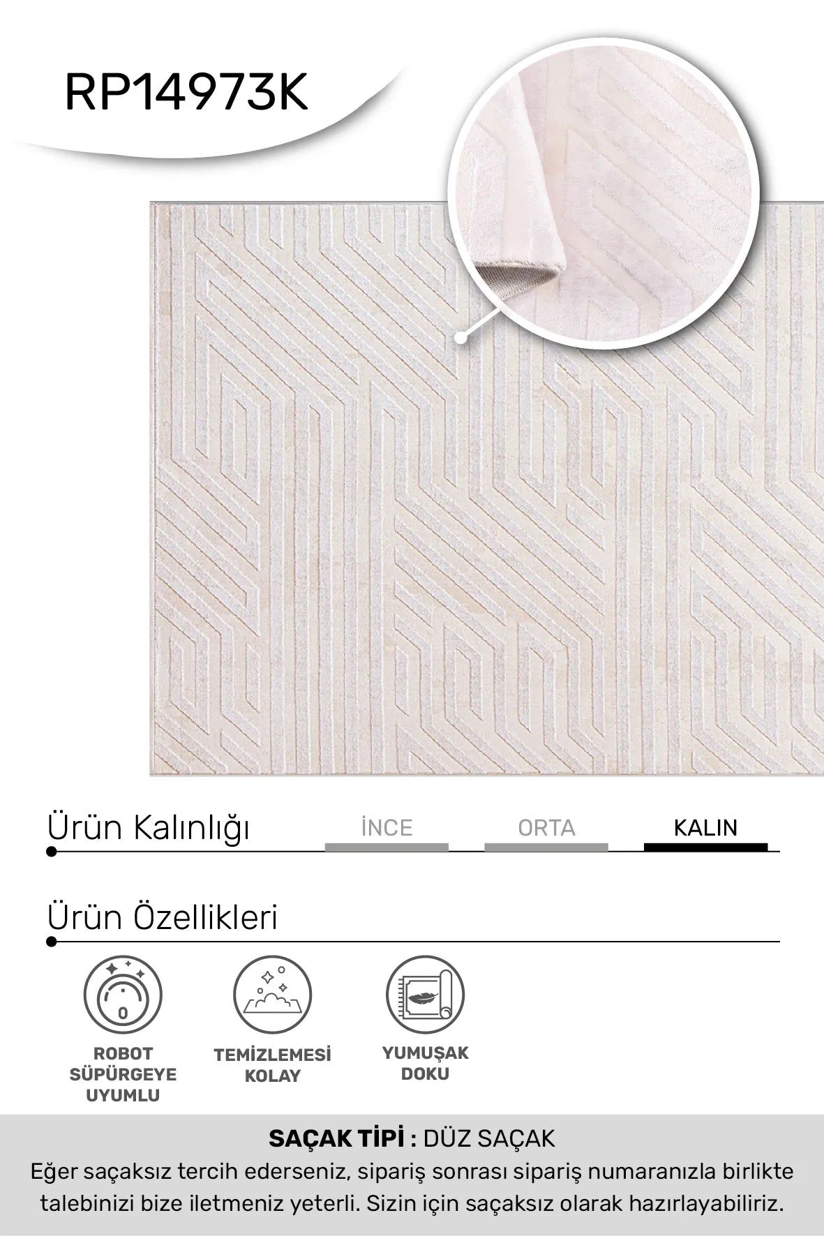 Krem vizon GASPİNA salon halısı - hav yüksekliği detayı