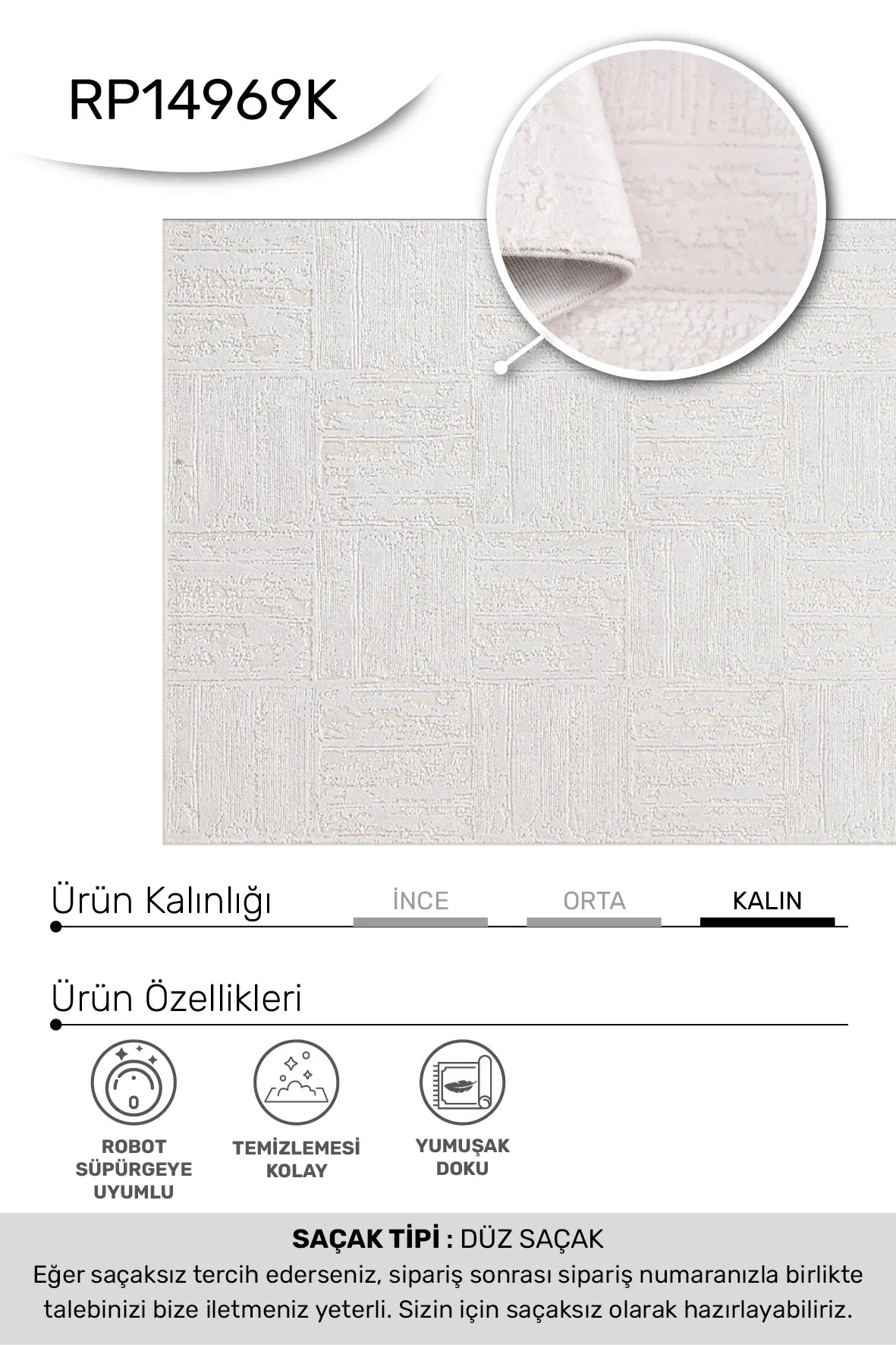 Krem GASPİNA salon halısı - hav yüksekliği detayı