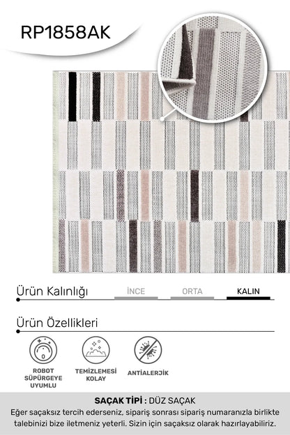 Krem gri kahve RİKO salon halısı - hav yüksekliği detayı