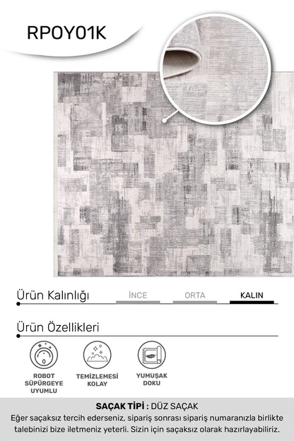Gri bej OCTA salon halısı - hav yüksekliği detayı