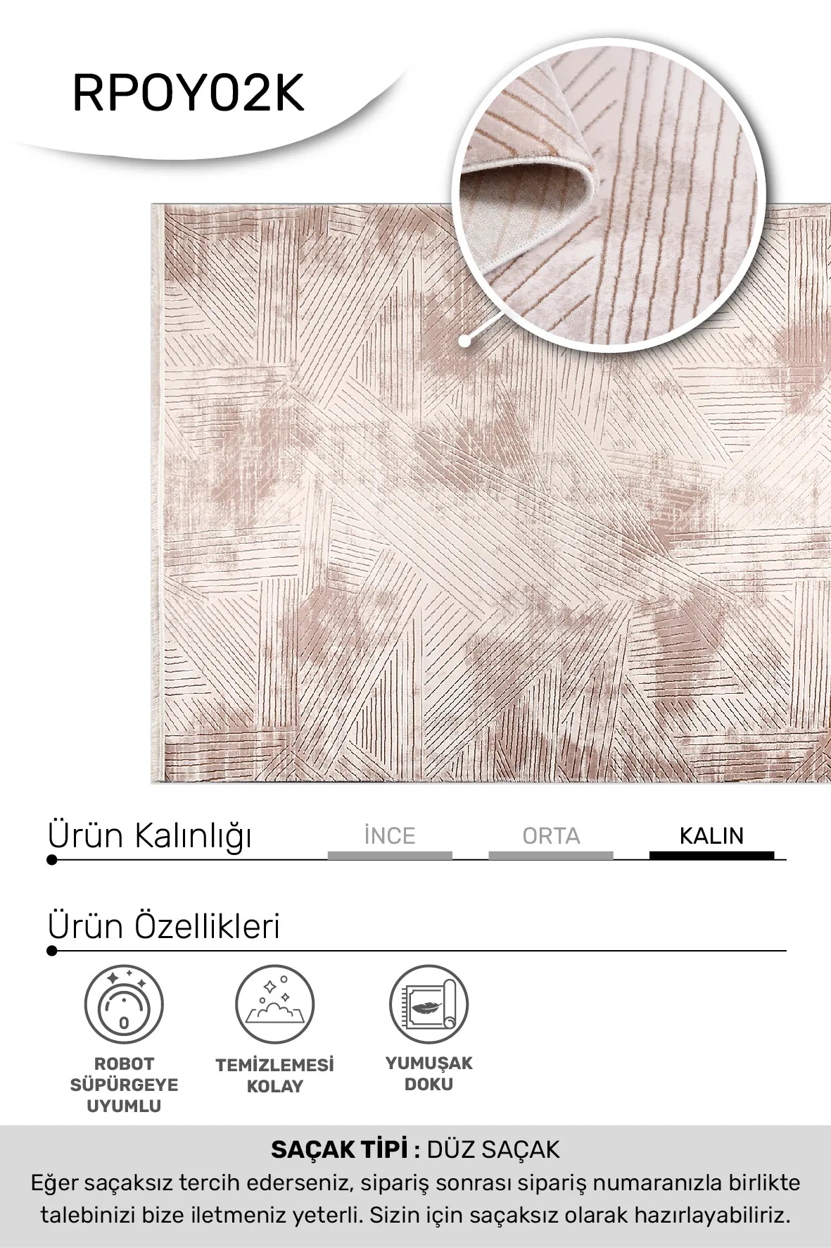 Vizon kahve OCTA salon halısı - hav yüksekliği detayı
