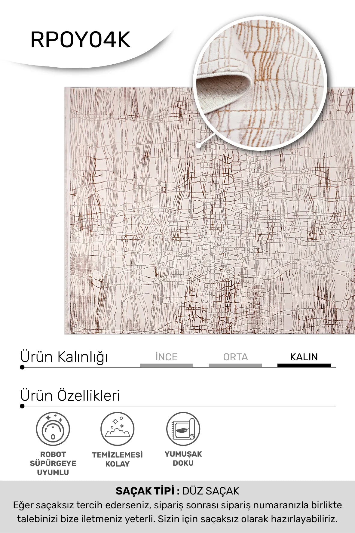 Krem kahve OCTA salon halısı - hav yüksekliği detayı