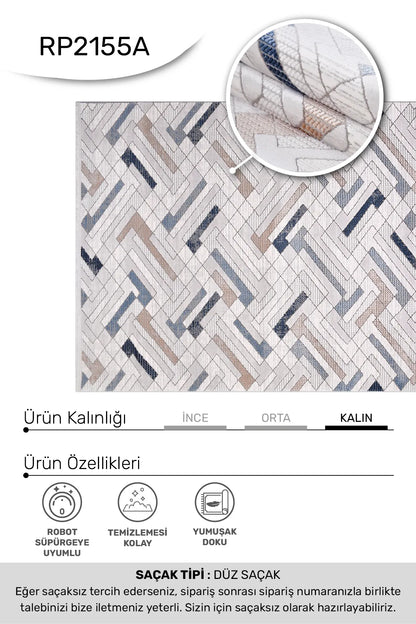 Krem mavi kahve MACCA salon halısı - hav yüksekliği detayı