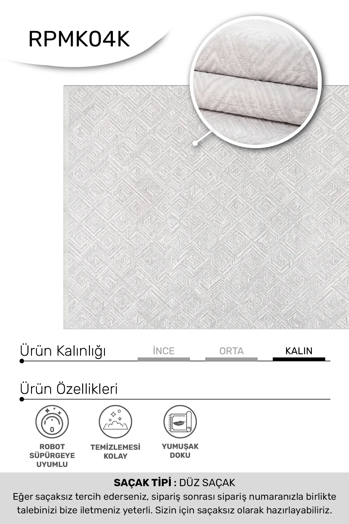 Krem vizon MERSO salon halısı - hav yüksekliği detayı