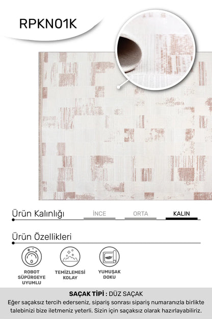 Krem kahve KİSRA salon halısı - hav yüksekliği detayı