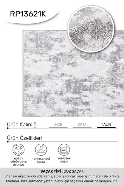 Gri beyaz BLOOM salon halısı - hav yüksekliği detayı