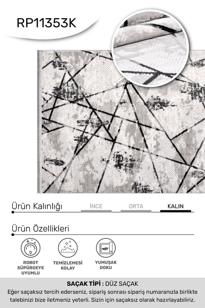 Krem antrasit FİLORA salon halısı - hav yüksekliği detayı