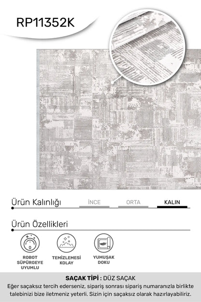 Gri krem FİLORA salon halısı - hav yüksekliği detayı