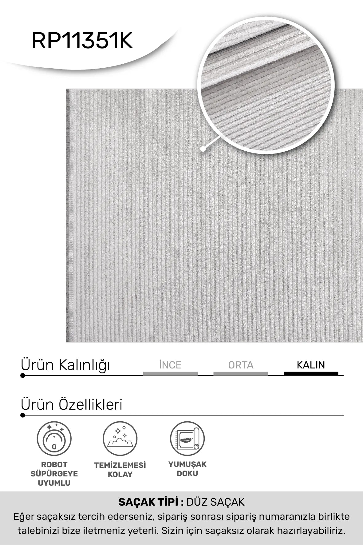Krem vizon FİLORA salon halısı - hav yüksekliği detayı