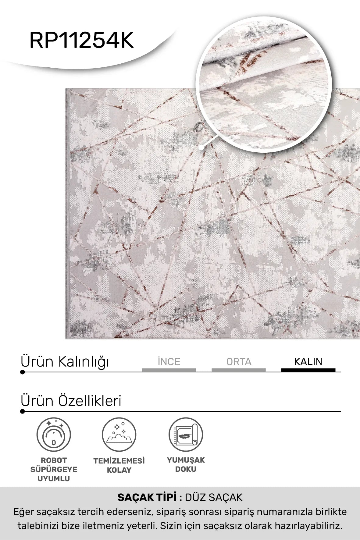 Krem kahve FİLORA salon halısı - hav yüksekliği detayı