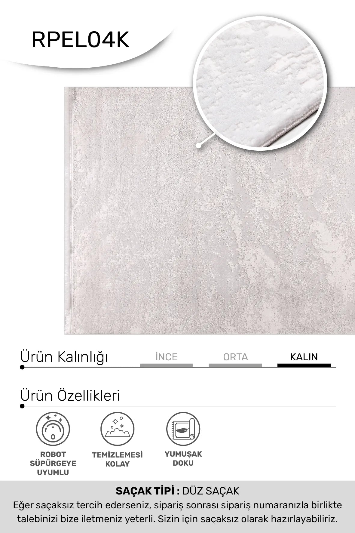 Vizon krem EYNA salon halısı - hav yüksekliği detayı
