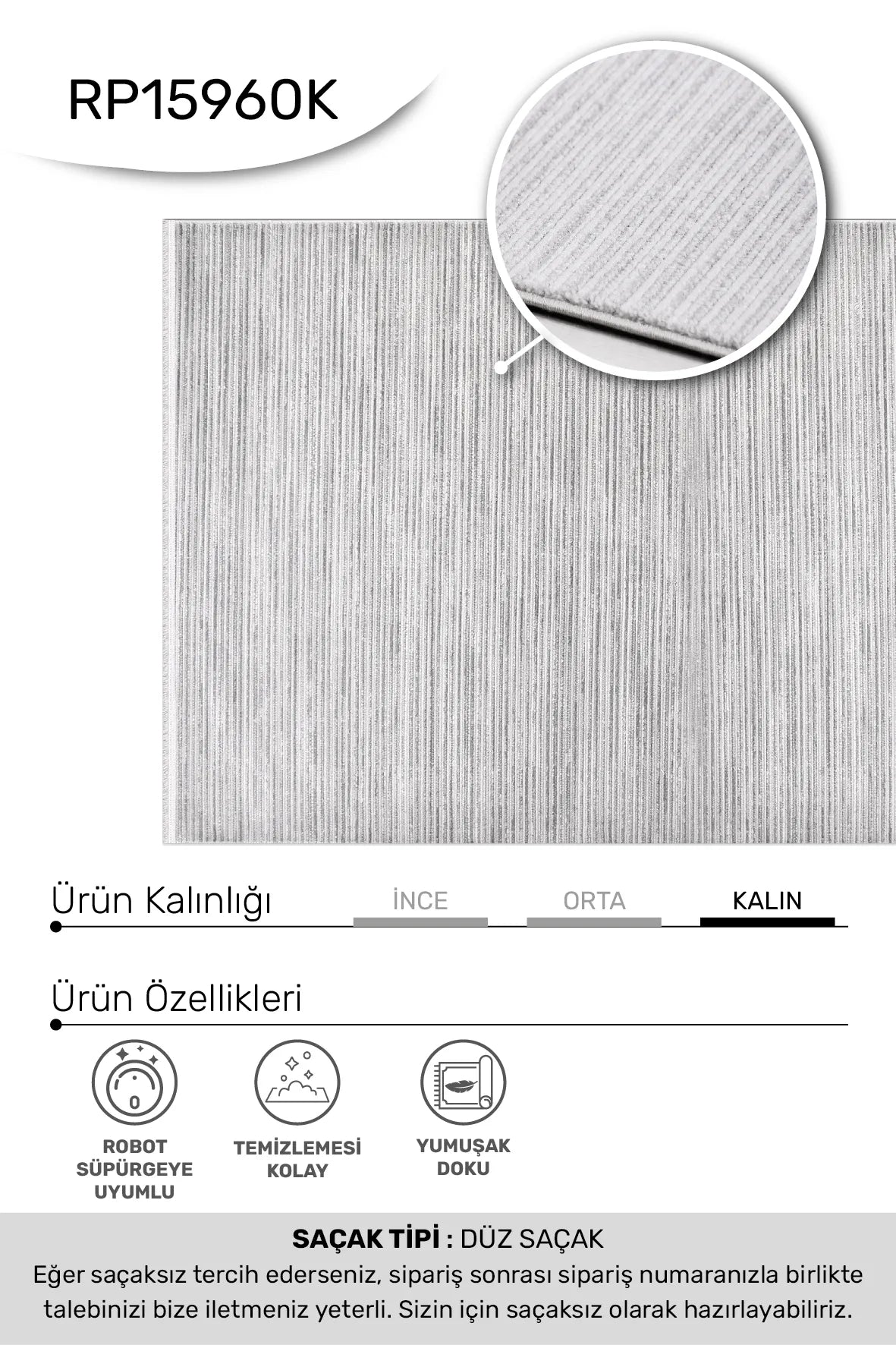 Beyaz gri ARSİNA salon halısı - hav yüksekliği detayı