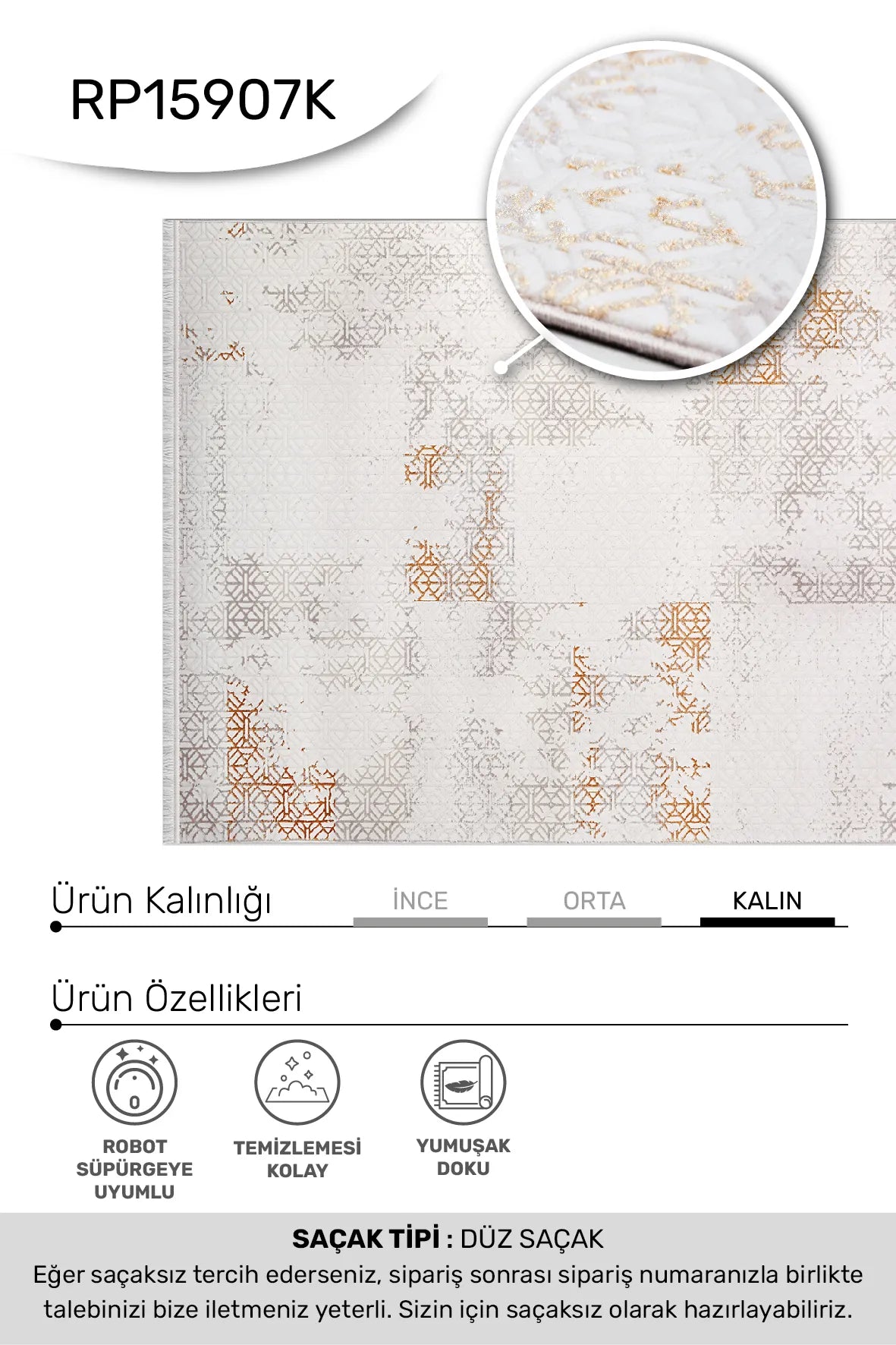 Kahve krem ARSİNA salon halısı - hav yüksekliği detayı