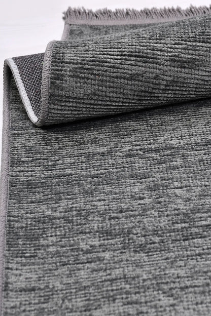 Antrasit HANZADE oturma odası halısı - yakından doku detayı