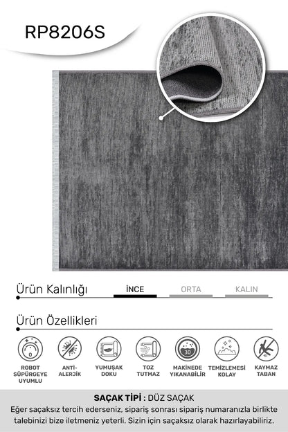 Antrasit HANZADE oturma odası halısı - hav yüksekliği detayı