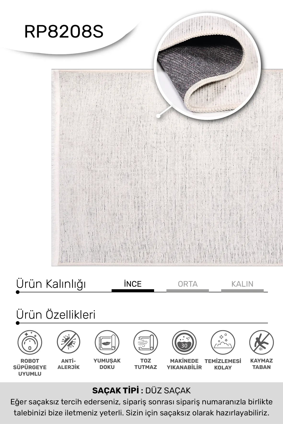 Krem HANZADE oturma odası halısı - hav yüksekliği detayı