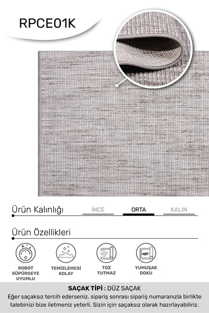 Gri vizon FUNDA oturma odası halısı - farklı açıdan görünüm
