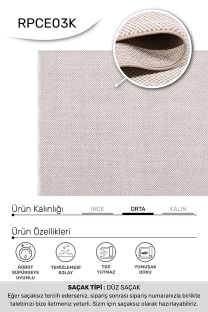 Beyaz vizon FUNDA oturma odası halısı - farklı açıdan görünüm