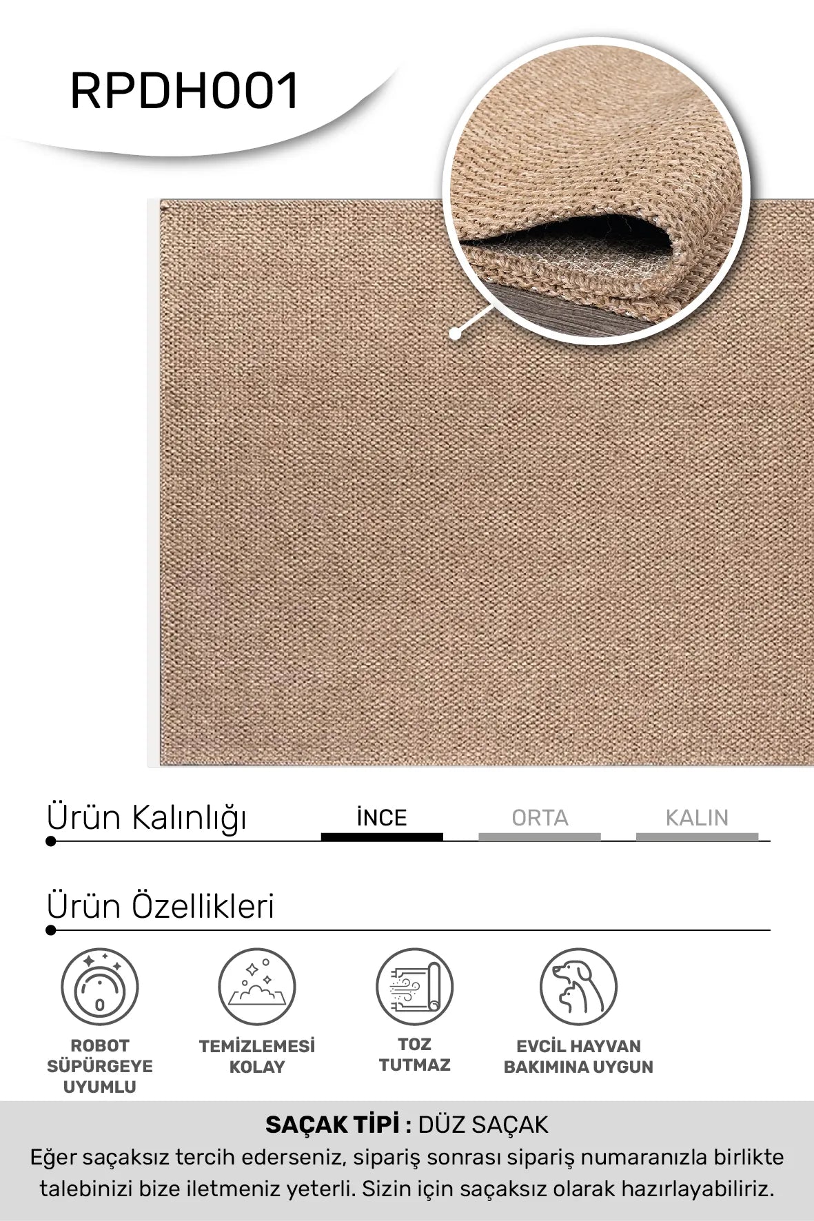 Kahve DAFNE mutfak halısı - desen detayı