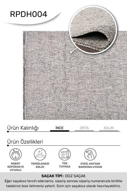 Gri DAFNE mutfak halısı - kenar ve saçak detayı