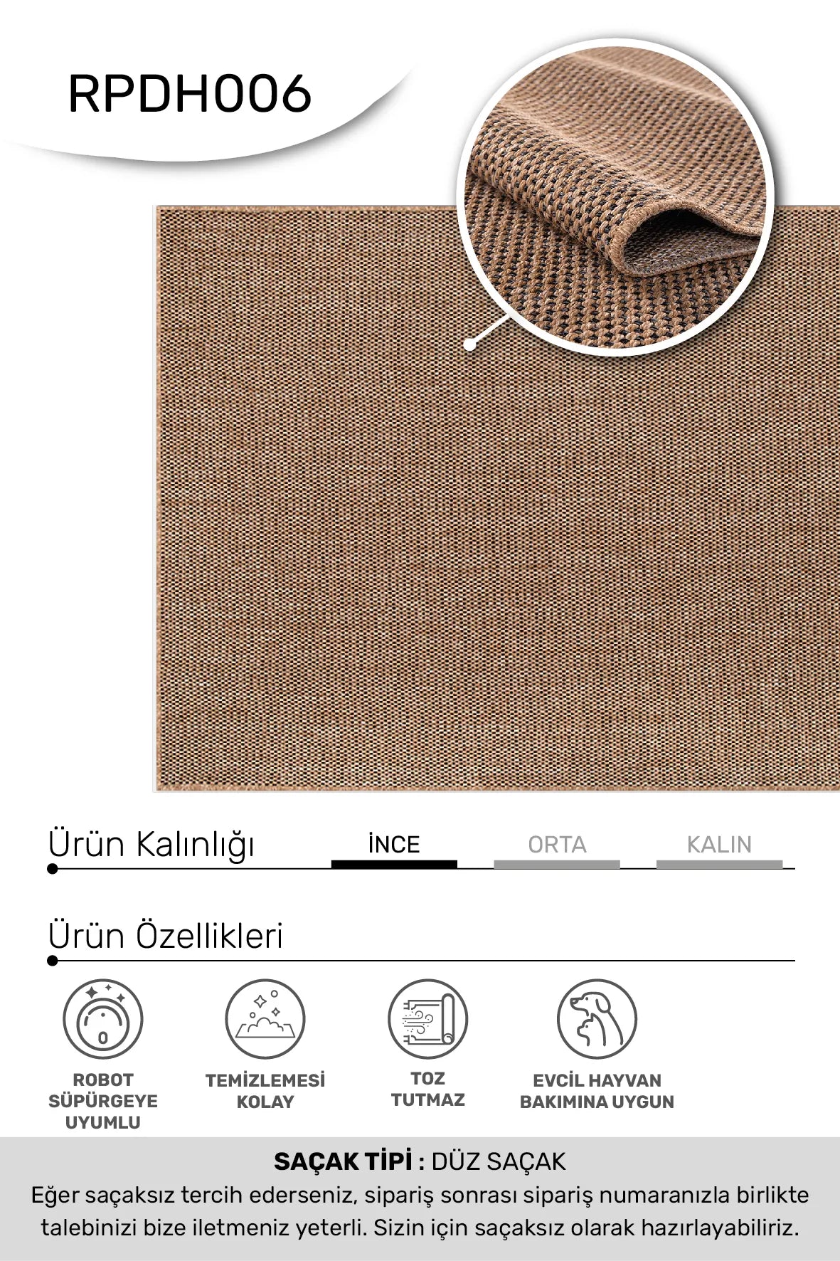 Kahve siyah DAFNE mutfak halısı - desen detayı