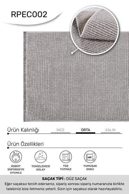 Gri EKOL oturma odası halısı - farklı açıdan görünüm